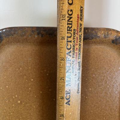 LOT 96: Pottery Collection: Blue Glaze Vase, Brown/Tan Speckled Pitcher, Square Plates & Mugs