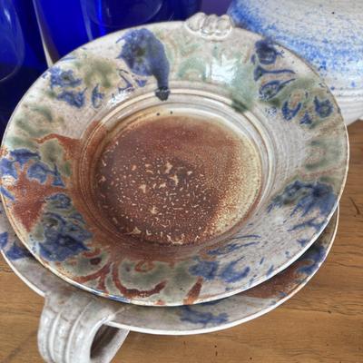 LOT 97: Cobalt Blue Glass & Pottery Collection