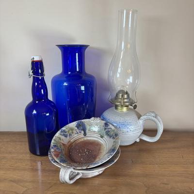 LOT 97: Cobalt Blue Glass & Pottery Collection