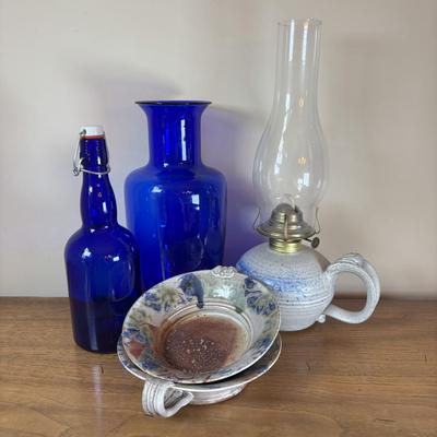 LOT 97: Cobalt Blue Glass & Pottery Collection