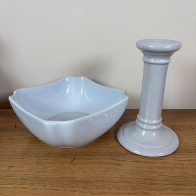 LOT 98: Delft Blue Dutch Boy & Toothpick Holder, OGGI Mini Yellow Canister, Villeroy & Boch Switch 1 (Ava, Caru, & Beala)...