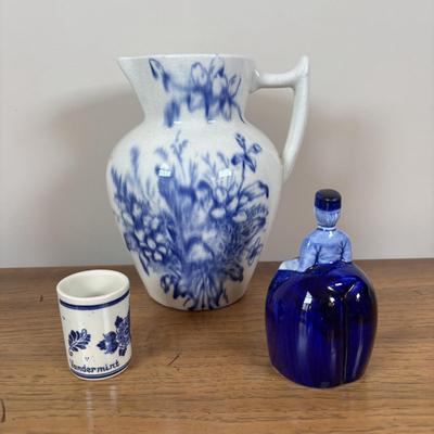 LOT 98: Delft Blue Dutch Boy & Toothpick Holder, OGGI Mini Yellow Canister, Villeroy & Boch Switch 1 (Ava, Caru, & Beala)...