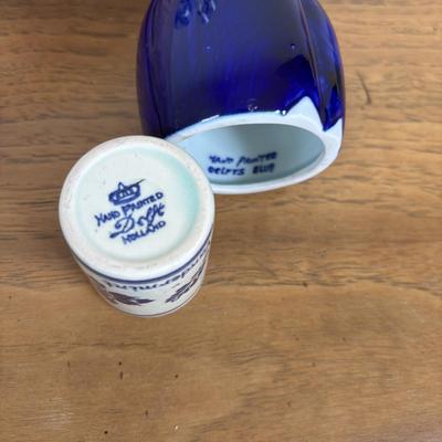 LOT 98: Delft Blue Dutch Boy & Toothpick Holder, OGGI Mini Yellow Canister, Villeroy & Boch Switch 1 (Ava, Caru, & Beala)...