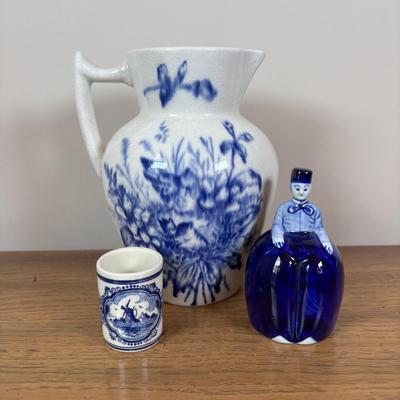 LOT 98: Delft Blue Dutch Boy & Toothpick Holder, OGGI Mini Yellow Canister, Villeroy & Boch Switch 1 (Ava, Caru, & Beala)...