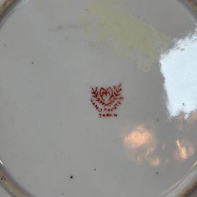 LOT 100: Vintage Old Willow Plate, England, 2-Hand Painted Lusterware Plates, Toyo Hand Painted Dresser Box &Bowl, Porcelain Trinket...