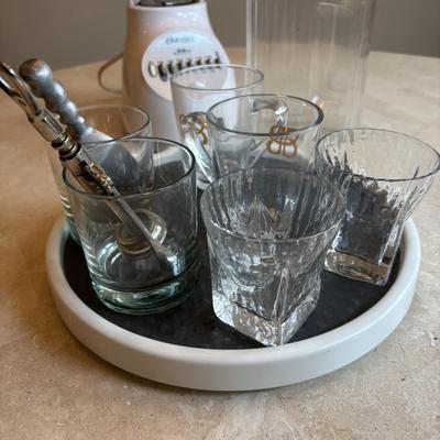 LOT 101: Bar Set-Up Essentials: Osterizer 14speed Blender, Bar Foot Rail Brackets, GreyGoose Spill Mat Runner, Lionstone Whiskey...