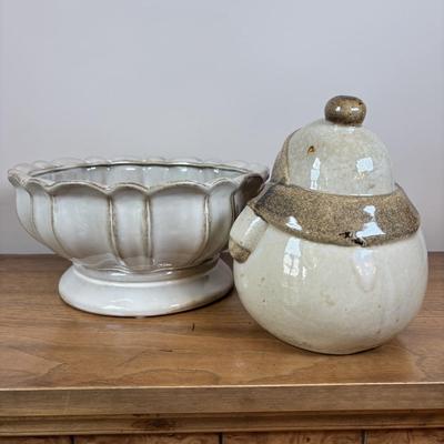 LOT 102: Holiday Decor: Glazed Snowman & Bowl, Lenox Rustic Berry Plate, Roman Inc. Artisan Angel Ornament, Pfaltzgraff & More