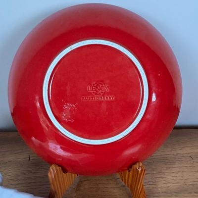 LOT 102: Holiday Decor: Glazed Snowman & Bowl, Lenox Rustic Berry Plate, Roman Inc. Artisan Angel Ornament, Pfaltzgraff & More