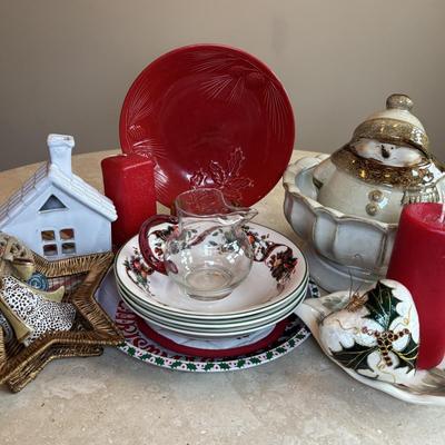 LOT 102: Holiday Decor: Glazed Snowman & Bowl, Lenox Rustic Berry Plate, Roman Inc. Artisan Angel Ornament, Pfaltzgraff & More