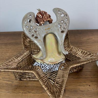 LOT 102: Holiday Decor: Glazed Snowman & Bowl, Lenox Rustic Berry Plate, Roman Inc. Artisan Angel Ornament, Pfaltzgraff & More