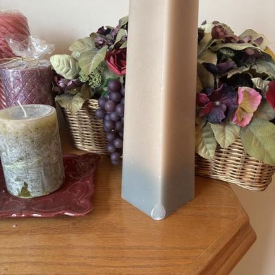 LOT 103: Home Decor Woven Gathering Basket and Candles