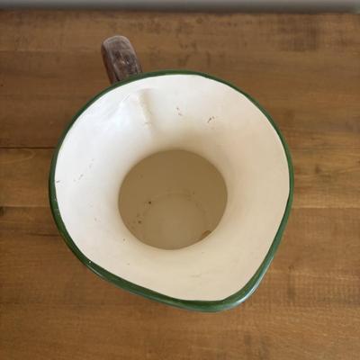 LOT 104: Large Blue Wicker Basket w/Ceramic Handles, LBK Berry Design Pitcher, Blue/White Candlesticks, Metal Flower Vase, Blue Glaze...