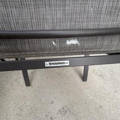 LOT 105: Stylewell Outdoor Patio Chairs along with a Round Wicker & Glass Patio Table