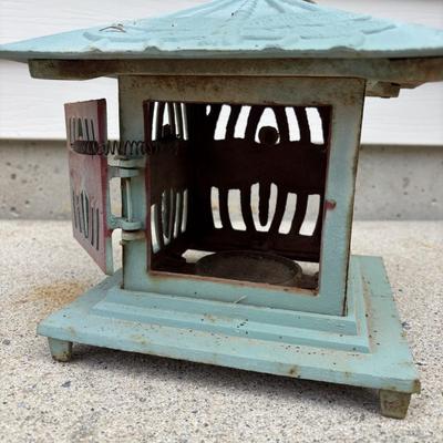 LOT 106: Cast Iron Dragonfly Pagoda Lantern