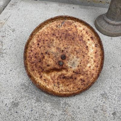 LOT 107: Cast Iron Sundial and Resin Cherub Reading a Book Garden Statue