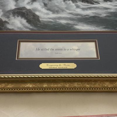 LOT 108: Thomas Kinkade "Conquering the Storms" Framed Print w/COA