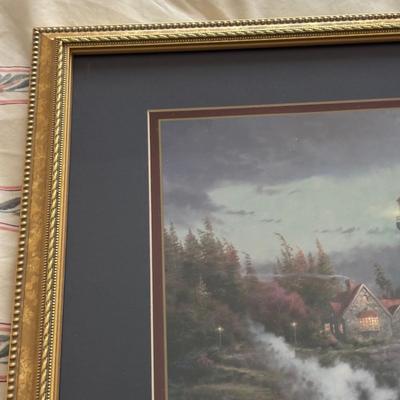 LOT 108: Thomas Kinkade "Conquering the Storms" Framed Print w/COA