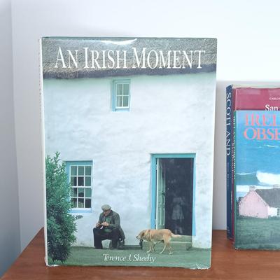 LOT 111: Vintage Glass Crucifix Candlestick Holder, Books on Scotland and Ireland & More