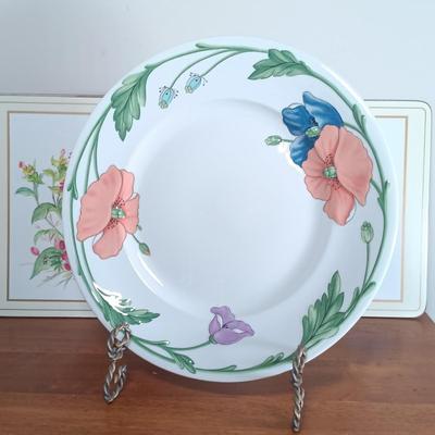 LOT 113: Royal Doulton Provencal Plate, Limoges Blue Floral Plate, Limoges Apple Plate & More