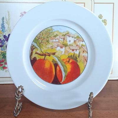 LOT 113: Royal Doulton Provencal Plate, Limoges Blue Floral Plate, Limoges Apple Plate & More