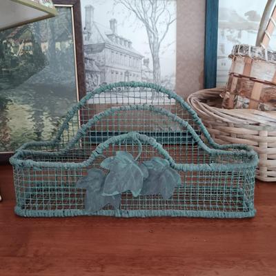 LOT 114: Bookend Lamp, Charles H. Overly Studio Framed Print, Tree Bark Basket, Cow Creamer & More