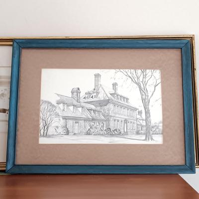 LOT 114: Bookend Lamp, Charles H. Overly Studio Framed Print, Tree Bark Basket, Cow Creamer & More