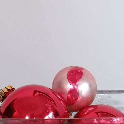 LOT 116: Vintage Frosted and Clear Tulip Bowl, Iris Floral Etched Dish, Crystal and Glass Bottle Stoppers & More