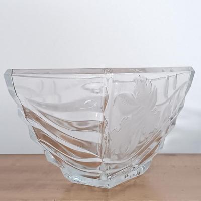 LOT 116: Vintage Frosted and Clear Tulip Bowl, Iris Floral Etched Dish, Crystal and Glass Bottle Stoppers & More