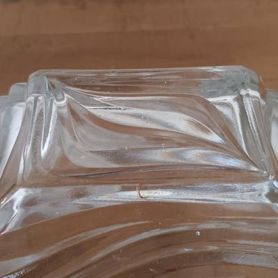 LOT 116: Vintage Frosted and Clear Tulip Bowl, Iris Floral Etched Dish, Crystal and Glass Bottle Stoppers & More