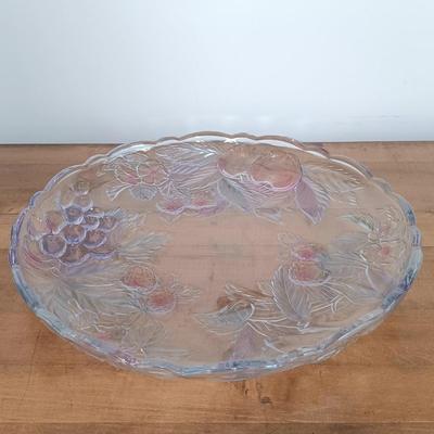 LOT 116: Vintage Frosted and Clear Tulip Bowl, Iris Floral Etched Dish, Crystal and Glass Bottle Stoppers & More