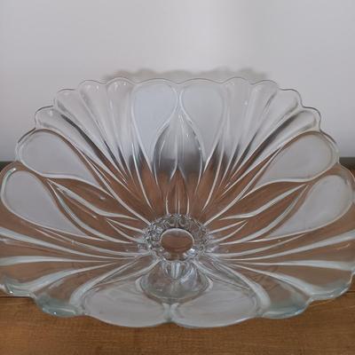 LOT 116: Vintage Frosted and Clear Tulip Bowl, Iris Floral Etched Dish, Crystal and Glass Bottle Stoppers & More