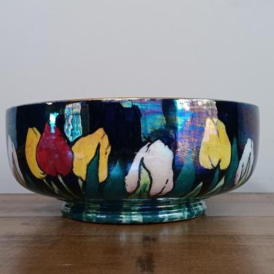 LOT 118: Lustreware Tulip Bowl, Fluted Hobnail Vase, Argentosc Swarovski Crystal Floral Picture Frame & More