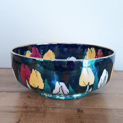 LOT 118: Lustreware Tulip Bowl, Fluted Hobnail Vase, Argentosc Swarovski Crystal Floral Picture Frame & More