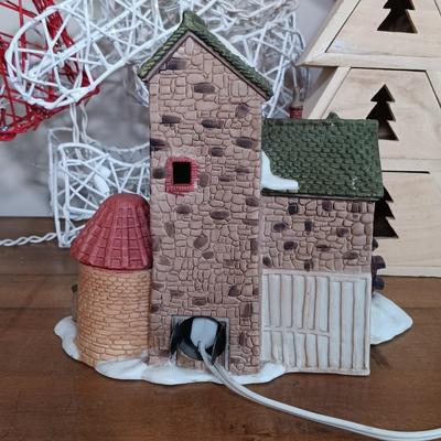 LOT 120: Dancing Santa, Small Light-Up Bear, Dept 55 Dicken's Village Mill & More