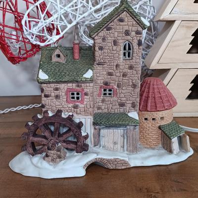 LOT 120: Dancing Santa, Small Light-Up Bear, Dept 55 Dicken's Village Mill & More