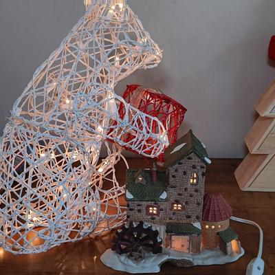 LOT 120: Dancing Santa, Small Light-Up Bear, Dept 55 Dicken's Village Mill & More