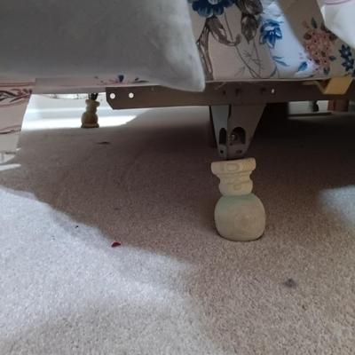 LOT 123: Wood Headboard, Framed Mirror and Dresser