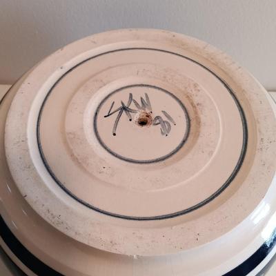 LOT 124: White Console Table with Baskets and Plant Holders