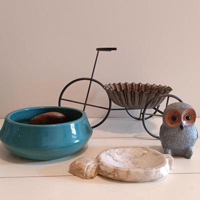 LOT 124: White Console Table with Baskets and Plant Holders