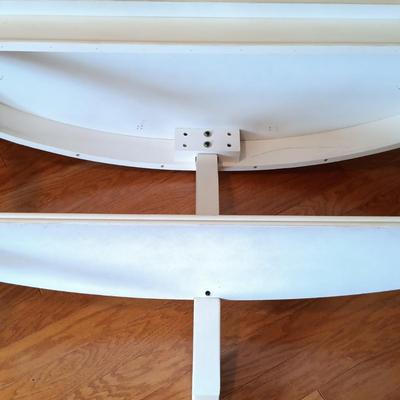 LOT 124: White Console Table with Baskets and Plant Holders