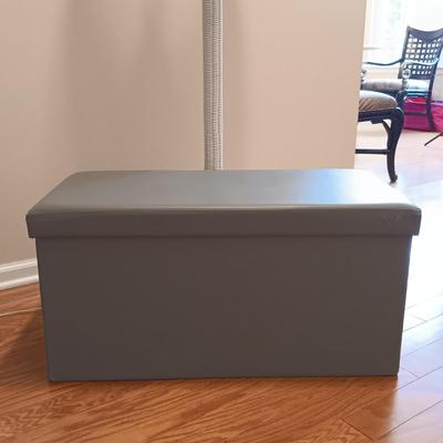 LOT 125: Wicker Floor Lamp with Pleather Storage Bin