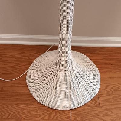 LOT 125: Wicker Floor Lamp with Pleather Storage Bin