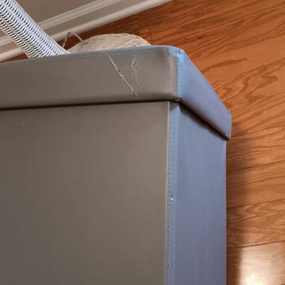 LOT 125: Wicker Floor Lamp with Pleather Storage Bin