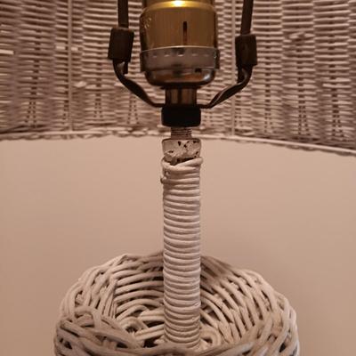 LOT 125: Wicker Floor Lamp with Pleather Storage Bin