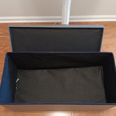 LOT 125: Wicker Floor Lamp with Pleather Storage Bin