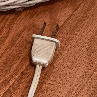 LOT 125: Wicker Floor Lamp with Pleather Storage Bin