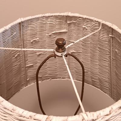 LOT 125: Wicker Floor Lamp with Pleather Storage Bin