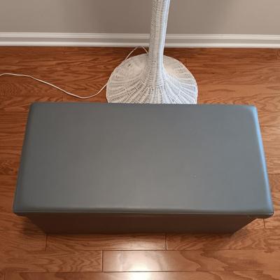 LOT 125: Wicker Floor Lamp with Pleather Storage Bin