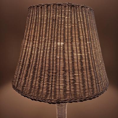 LOT 125: Wicker Floor Lamp with Pleather Storage Bin