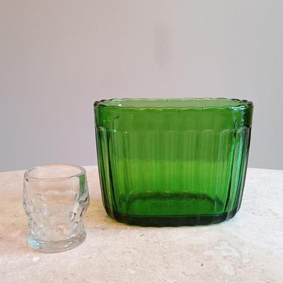 LOT 126: Brass Door Knocker, Tile and Wood Key Holder, Glass Art Bottle & More